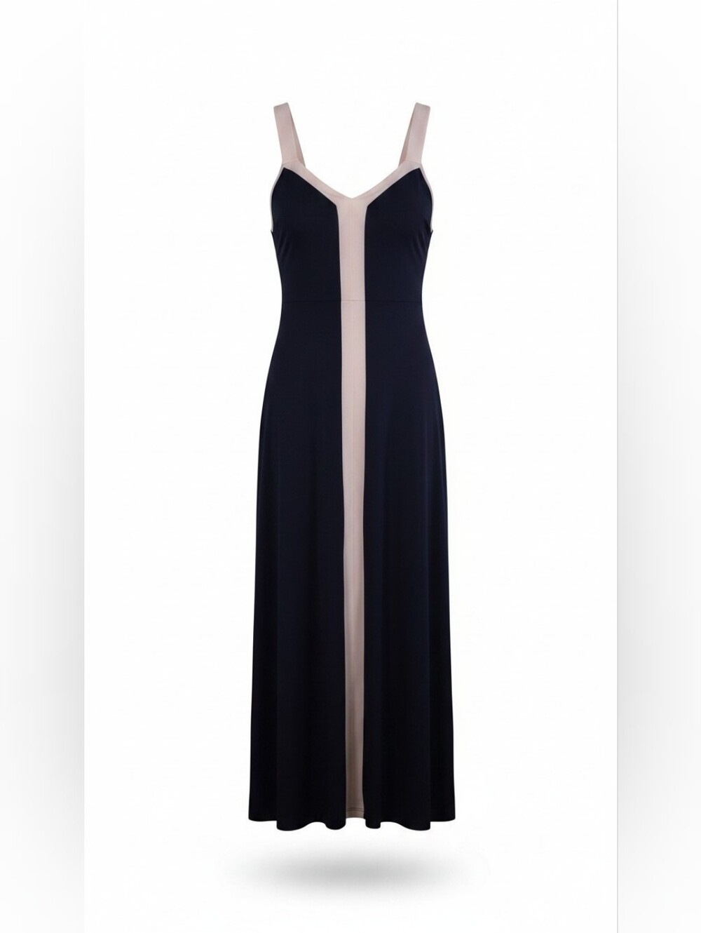 Avenue Navy Blue Maxi Slip Dress with Nude Straps